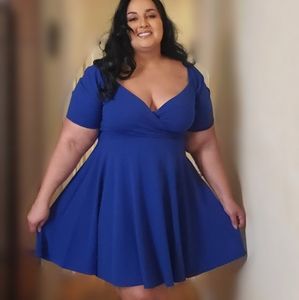 Plus Size Dress Style #1005 Royal Blue Skater Mini